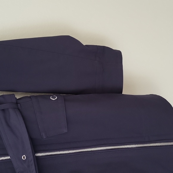 Michael Kors Navy Trench Jacket w/ Belt Silver Buttons Zipper Size M - Picture 6 of 16